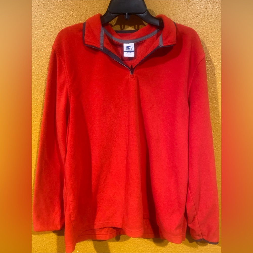 Starter red fleece 1/4 zipper pullover men